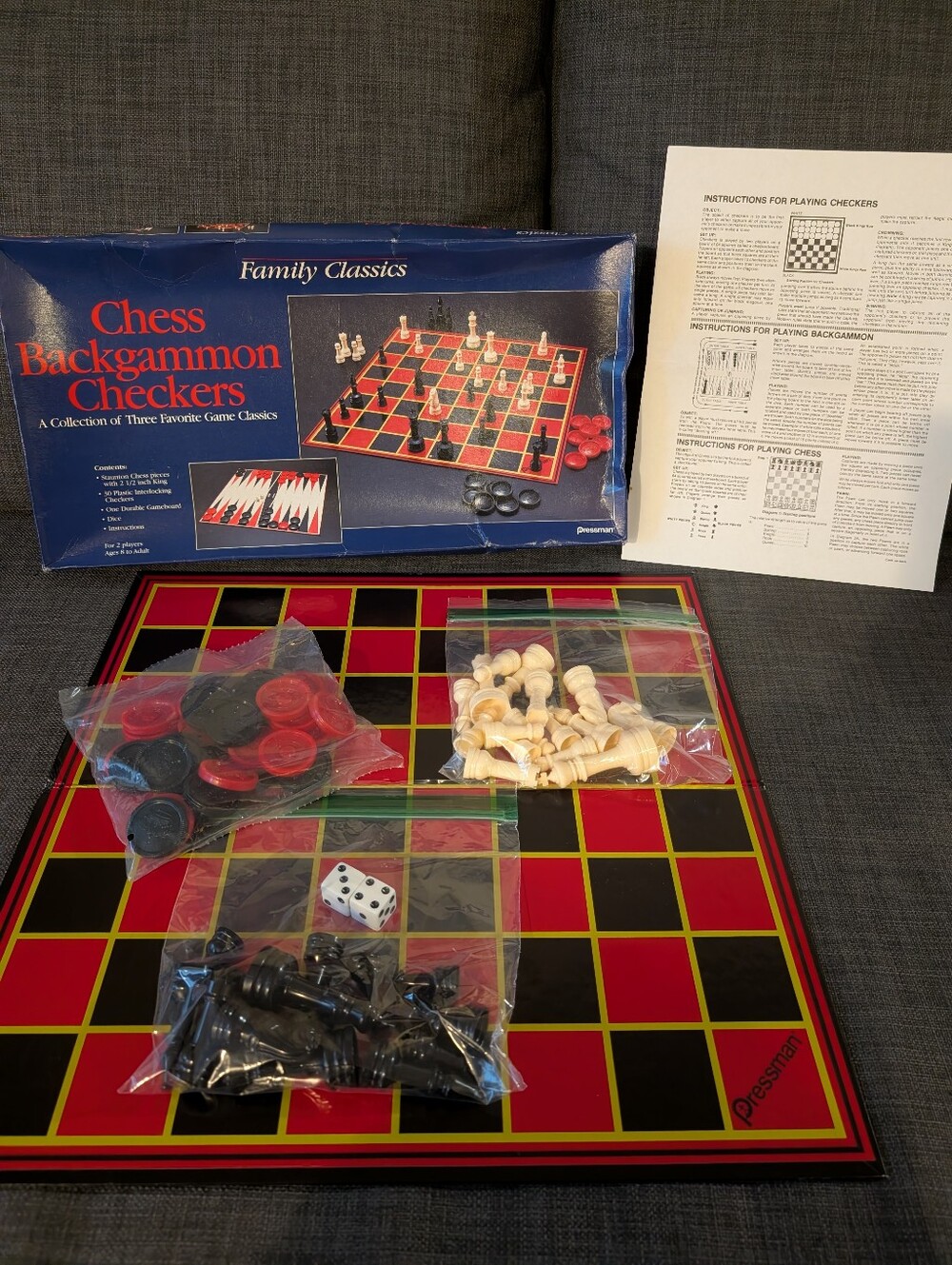 Chess Backgammon Checkers Board Game!